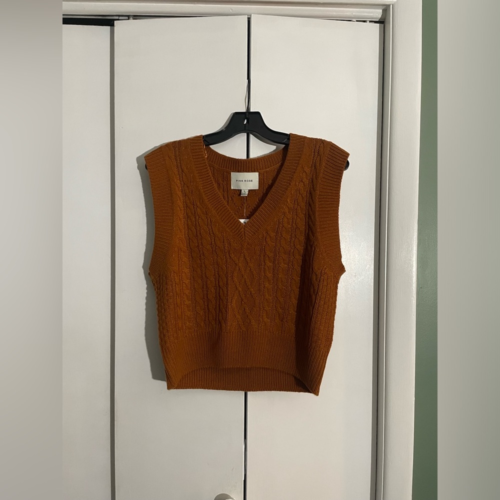 Pink Rose Orange knit vest